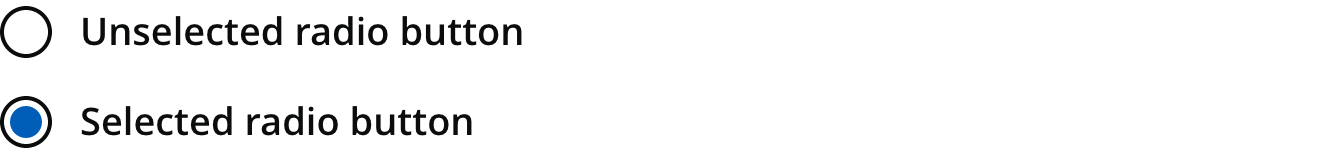 Screenshot of two radio buttons: an unselected radio button and a selected radio button.